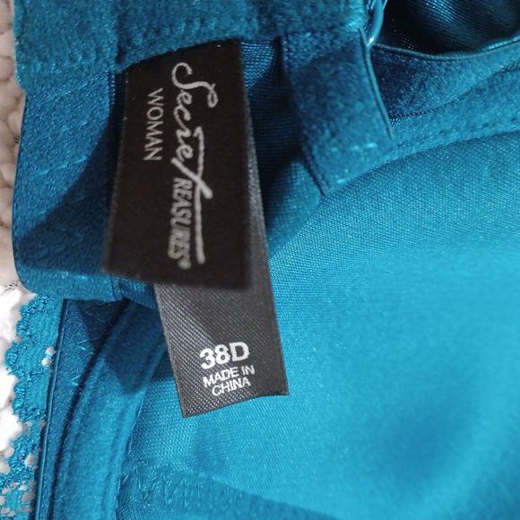 Secret Treasures Blue Green Lace Underwire Bra Sz 38D Nylon & Spandex Padded - Picture 9 of 9